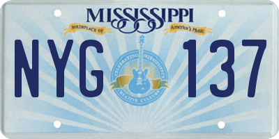 MS license plate NYG137