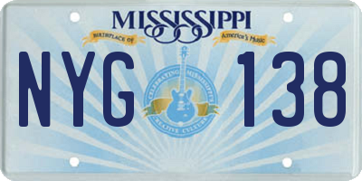 MS license plate NYG138