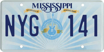 MS license plate NYG141