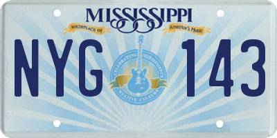 MS license plate NYG143