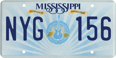 MS license plate NYG156