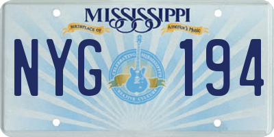 MS license plate NYG194