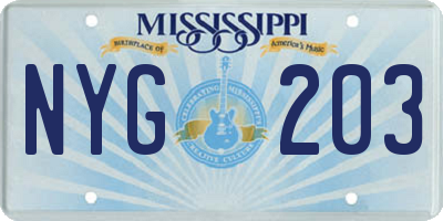 MS license plate NYG203