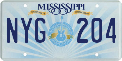 MS license plate NYG204