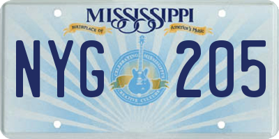MS license plate NYG205
