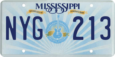 MS license plate NYG213
