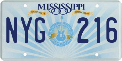 MS license plate NYG216