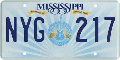MS license plate NYG217