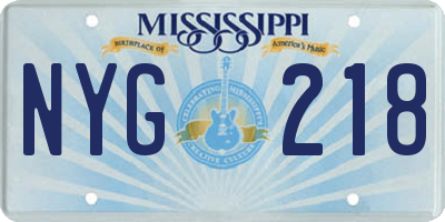 MS license plate NYG218