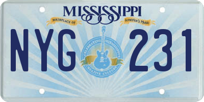 MS license plate NYG231
