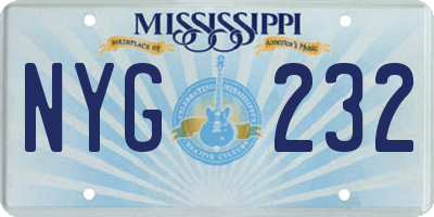 MS license plate NYG232