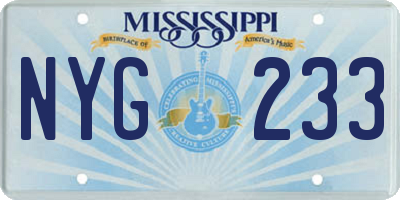 MS license plate NYG233
