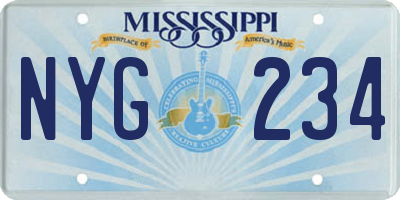MS license plate NYG234