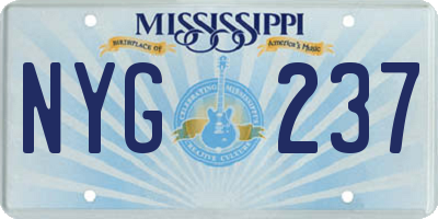 MS license plate NYG237