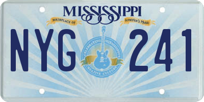 MS license plate NYG241