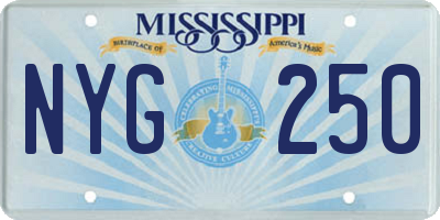 MS license plate NYG250