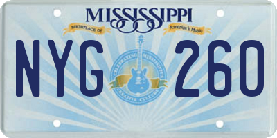 MS license plate NYG260