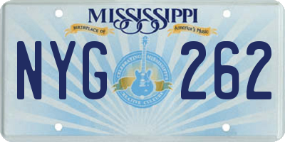 MS license plate NYG262