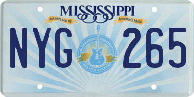 MS license plate NYG265