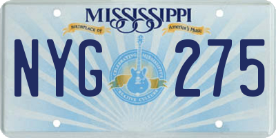 MS license plate NYG275