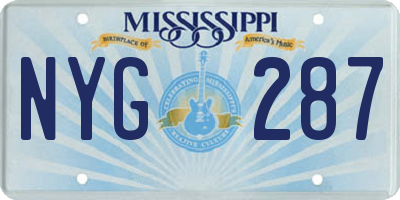 MS license plate NYG287