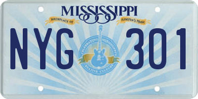 MS license plate NYG301