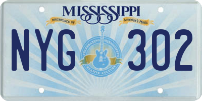 MS license plate NYG302