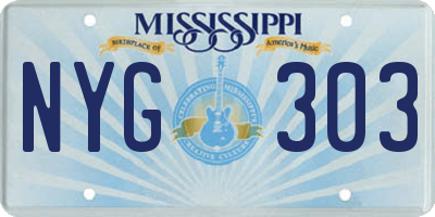 MS license plate NYG303