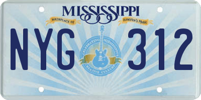 MS license plate NYG312