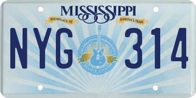 MS license plate NYG314
