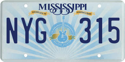 MS license plate NYG315