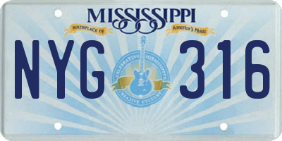MS license plate NYG316