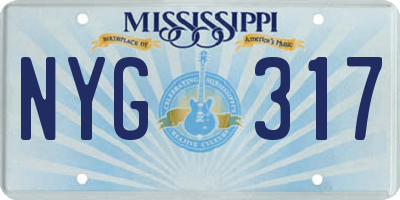 MS license plate NYG317