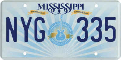 MS license plate NYG335