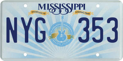 MS license plate NYG353