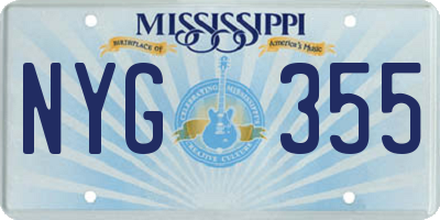 MS license plate NYG355