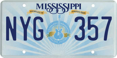 MS license plate NYG357