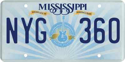 MS license plate NYG360