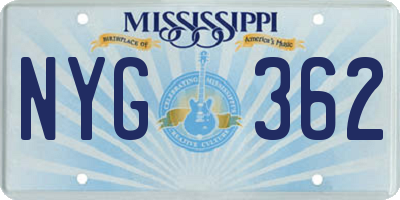 MS license plate NYG362