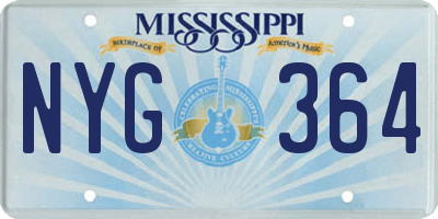 MS license plate NYG364