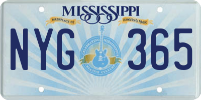 MS license plate NYG365