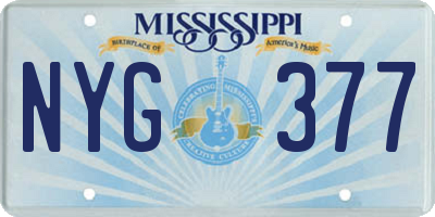 MS license plate NYG377