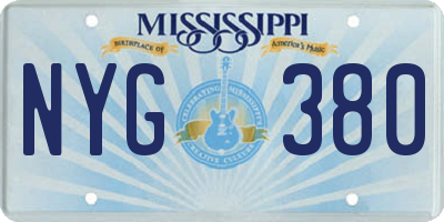 MS license plate NYG380