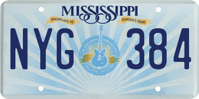 MS license plate NYG384