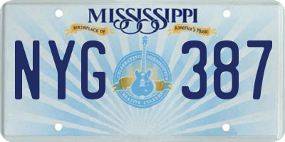 MS license plate NYG387