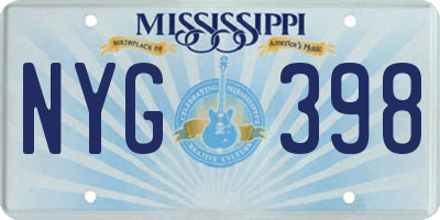 MS license plate NYG398