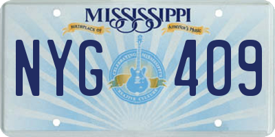 MS license plate NYG409