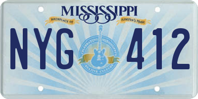 MS license plate NYG412