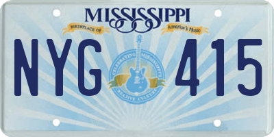 MS license plate NYG415