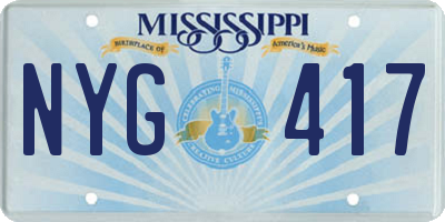 MS license plate NYG417